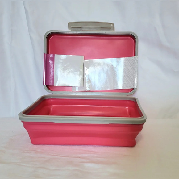 It's Academic Pink Rubber Flexi Storage Collapsible Pencil & Supply Case‎ - Picture 6 of 9